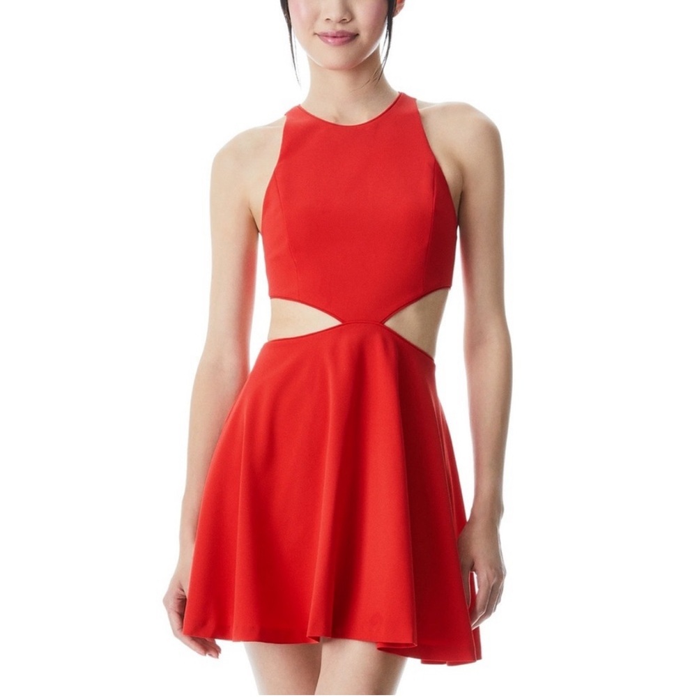NWT Alice + Olivia Red Fit and Flare Cutout Cocktail Dress
